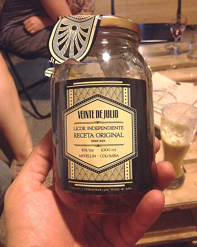 jar of local brewed colombian rum