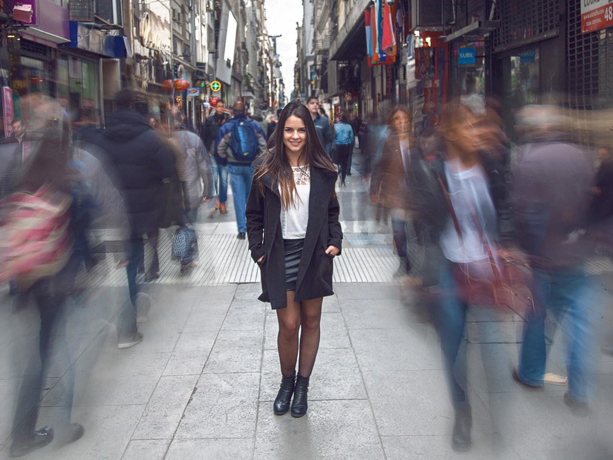 colombian female model poses on calle florida in buenos aires argentina travel photography