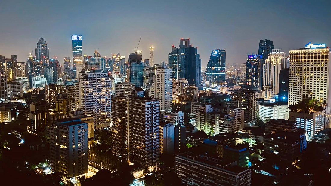 cityscape of Bangkok at night
